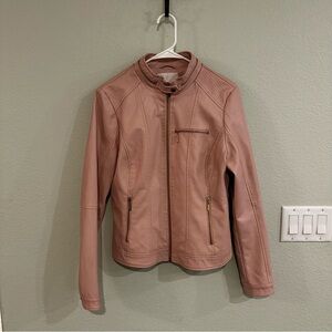 G by Guess Faux Leather Dusty Pink/Light Blush Jacket Size Large